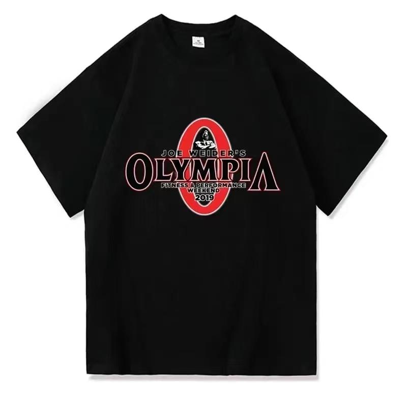 Summer OLYMPIA Printed Men's Gym Cotton T-shirt Casual O-neck Basic T-shirt High Quality Classic Oversize Tops Clothing T Shirt
