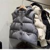 European Style Short Cotton Vest Women's Spring and Autumn Petite Fashion Versatile Hooded Simple Sleeveless Jacket Top