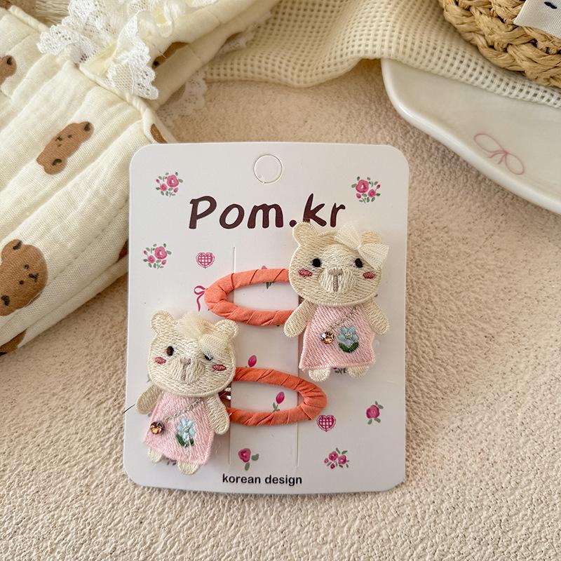 2 buc/set Agrafă de păr pentru bebeluș drăguță de desene animate pentru fetiță Brodată manual Kawaii Animal Clips laterale pentru breton pentru copil mic Accesorii de păr dulci