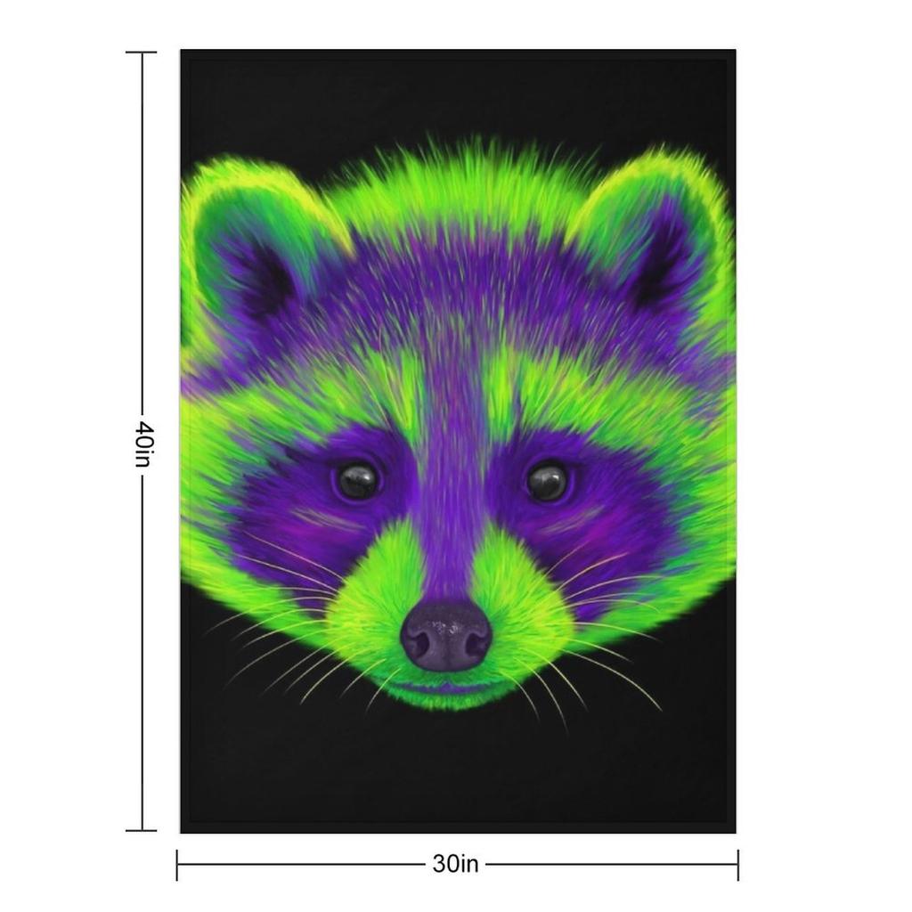 Purple and Green Raccoon Throw Blanket Soft Plush Plaid Christmas Gifts Christmas Decoration Thins Blankets