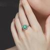 Tancise Jewelry S925 Silver Synthetic Emerald 7*7 Ring.