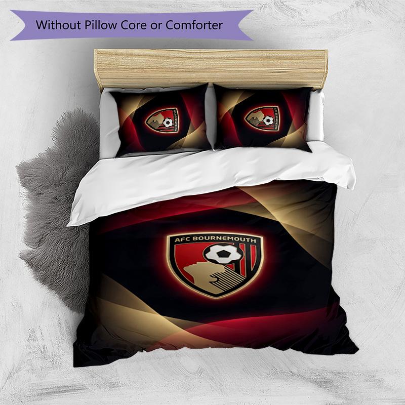 Set Lenzuola Stampato Calcio Bournemouth 3 Pezzi, Comodo Set Copripiumino per Camera da Letto Amico della Pelle