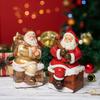 Santa Claus Figurine Small Resin Santa Sculpture with Gift Bag/Wish List for Mantle Bookshelf Tabletop New Year Party Decoration