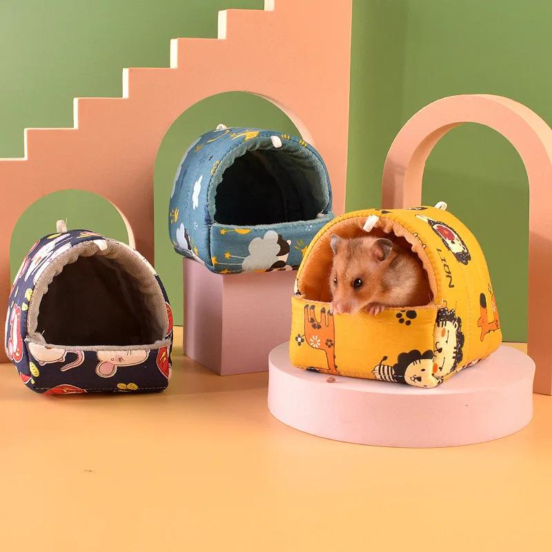 Pet Hamster Nest Plush Warm And Comfortable Winter Parrot Hammock Cave Cage Hut Tent Bird Supplies Multicolor Small Animals Home