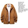 Men Winter Coat Plush Zipper Hooded Solid Color Soft Cold-proof Thicken Plus Size Autumn Coat for Outdoor