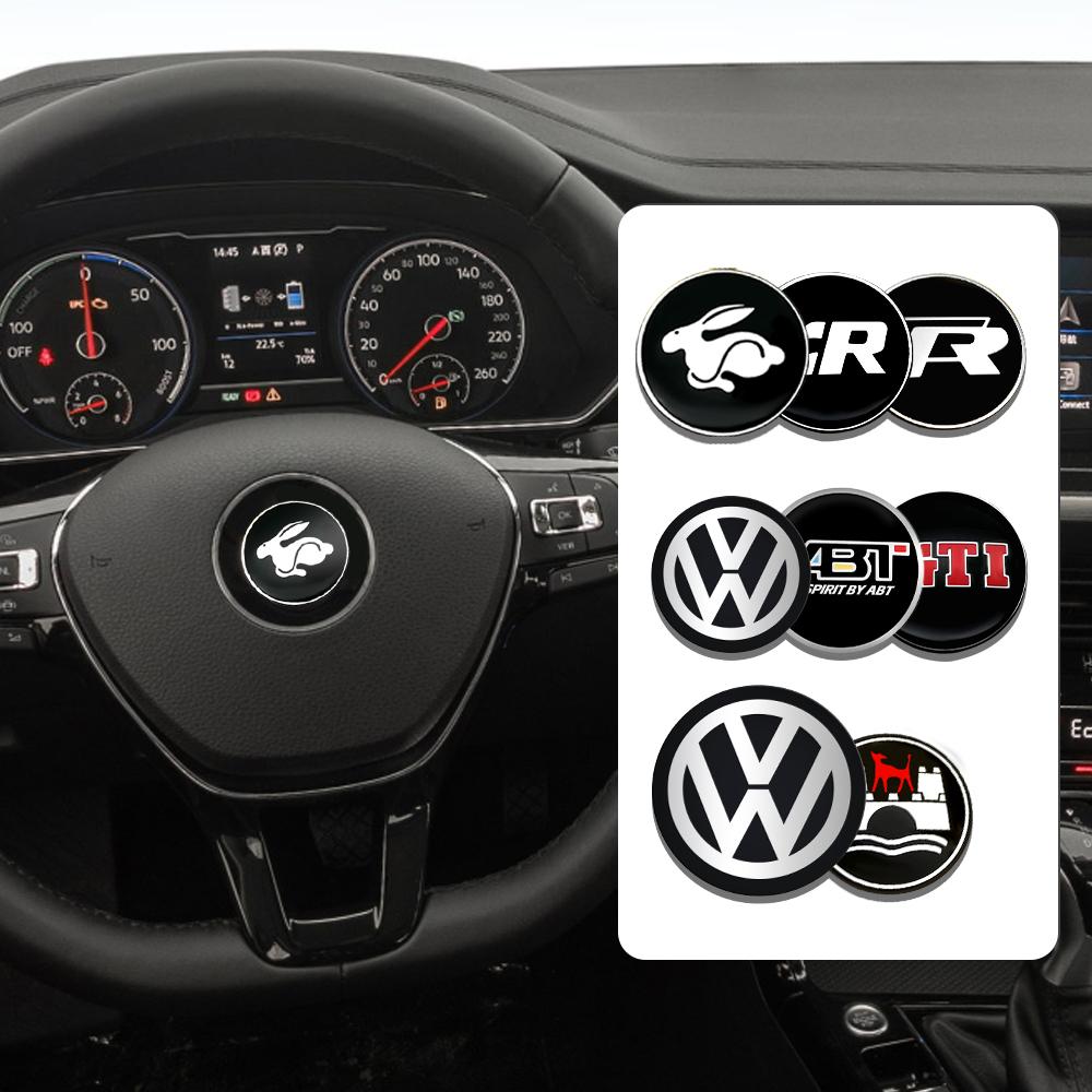 45mm/50mm Car Aluminum Badge Steering Wheel Logo Trim Sticker for Volkswagen VW B6 Rline GTI R Bora CC Touareg Passat Polo Golf QE8