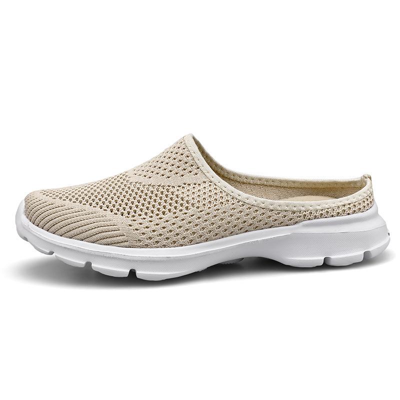 Foreign Trade Men's Shoes Trend Flying Woven Mesh Without Heel, Half Support, Ultra-light Extra Large Size Casual Couple Shoes Children