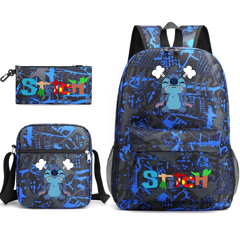 Set Zaino Scolastico da 3 Pezzi per Studenti Zaino Scolastico di Grande Capacità in Tessuto Oxford con Tracolla e Astuccio