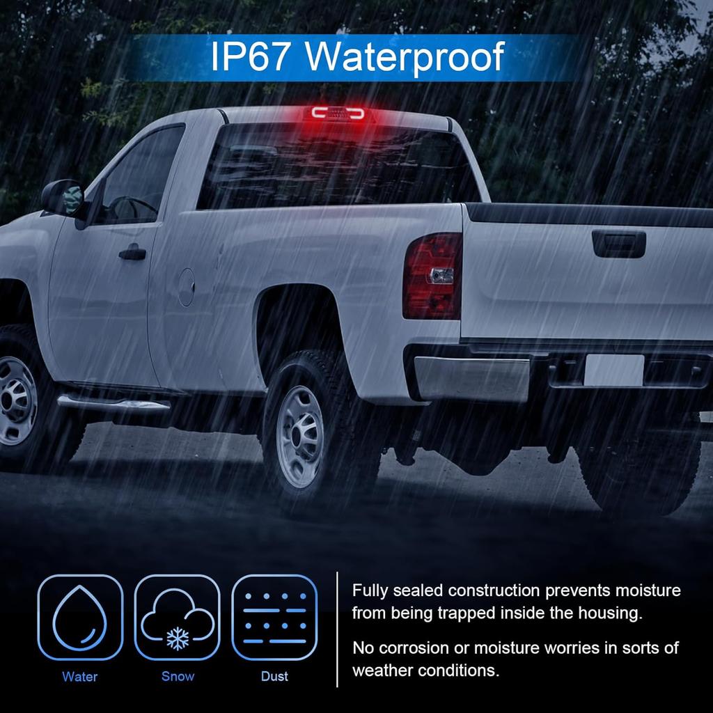 LED Third Brake Light Replacement for 2014-2018 Silverado Sierra 1500 2500HD 3500HD Smoked Lens High Mount 3rd Brake Light White Cargo Light Lamp