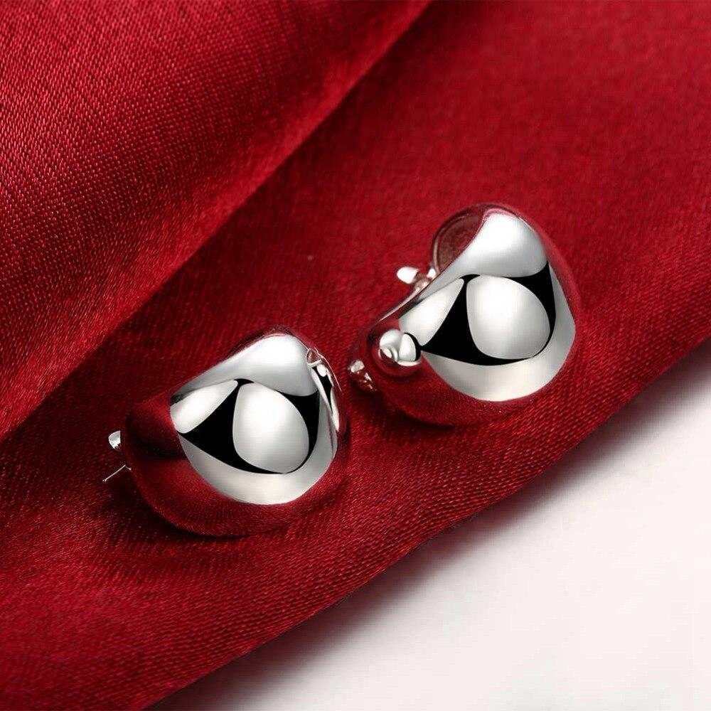 925 Sterling Silver Half Round Earrings For Women Fashion Jewelry Ear Buckle Top Quality