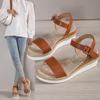 Women's Fabric Platform Sandals with High Wedges, Stylish Women's Fabric Padded Wedge Sandals