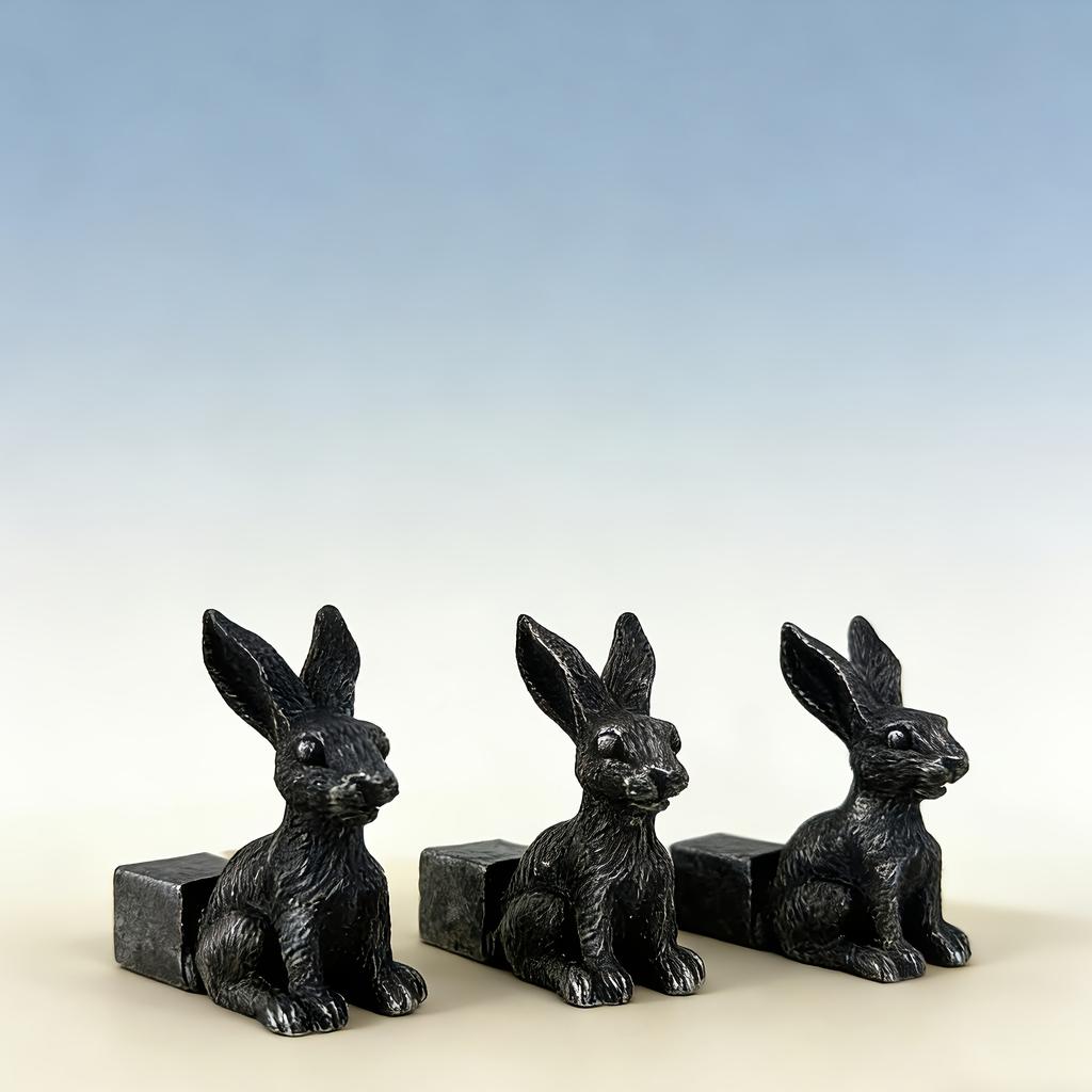 Vintage Resin Rabbit Plant Holders 3-Pack, Decorative Figurines for Potted Plants, Perfect Home & Garden Gifts