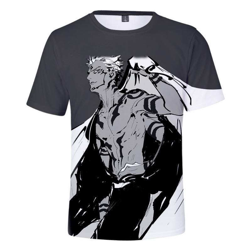 Men's Harajuku style cartoon 3D T-shirt summer new street short sleeved animated theme 3D printed pattern
