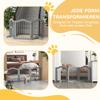 3 Panels Dog Gate W/ Support Feet Fence Safety Barrier Freestanding Wood Light Grey