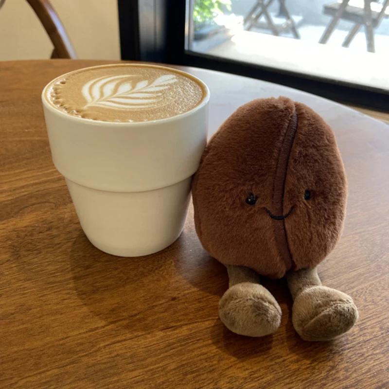 10/20cm Stuffed Brown Coffee Bean Plush Pillow Funny Food Cushion with Legs Smiling Face Plushie Home Office Decor Children Gift