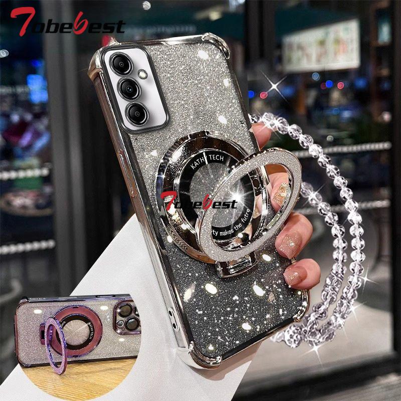 

Противоударный кристальный браслет с гальваническим покрытием, чехол-подставка для телефона для Samsung Galaxy A16 A26 A36 A56 A06 A15 A25 A35 A55 A14 A24 A34 A54 5G A05S серебряный