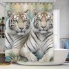 Whitened Tiger Printed Shower Curtain Waterproof Bathroom Decor Fabric Shower Curtains Set For Home Decoration