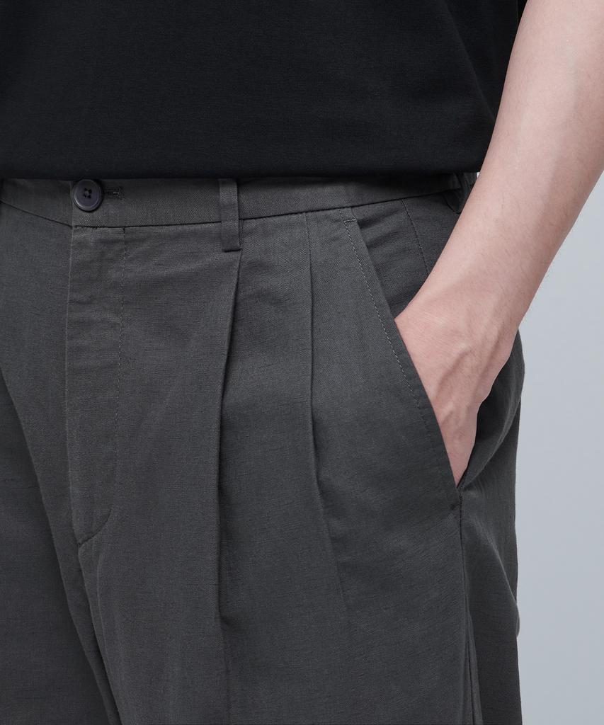 MUSINSA STANDARD Cotton Linen Two-Tuck Wide Pants [Gunmetal]