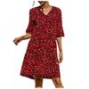 Damenmode V-Ausschnitt Halbarm Sexy Leopardenmuster Kleid