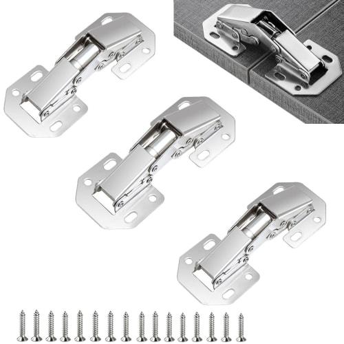 Set of 4 Concealed Steel Hinge Sliding Hinge Repair Kit for Doors, Cabinets, and Shelves, Includes 16 Screws, Mute, Rust-Resistant, No Drilling Requir