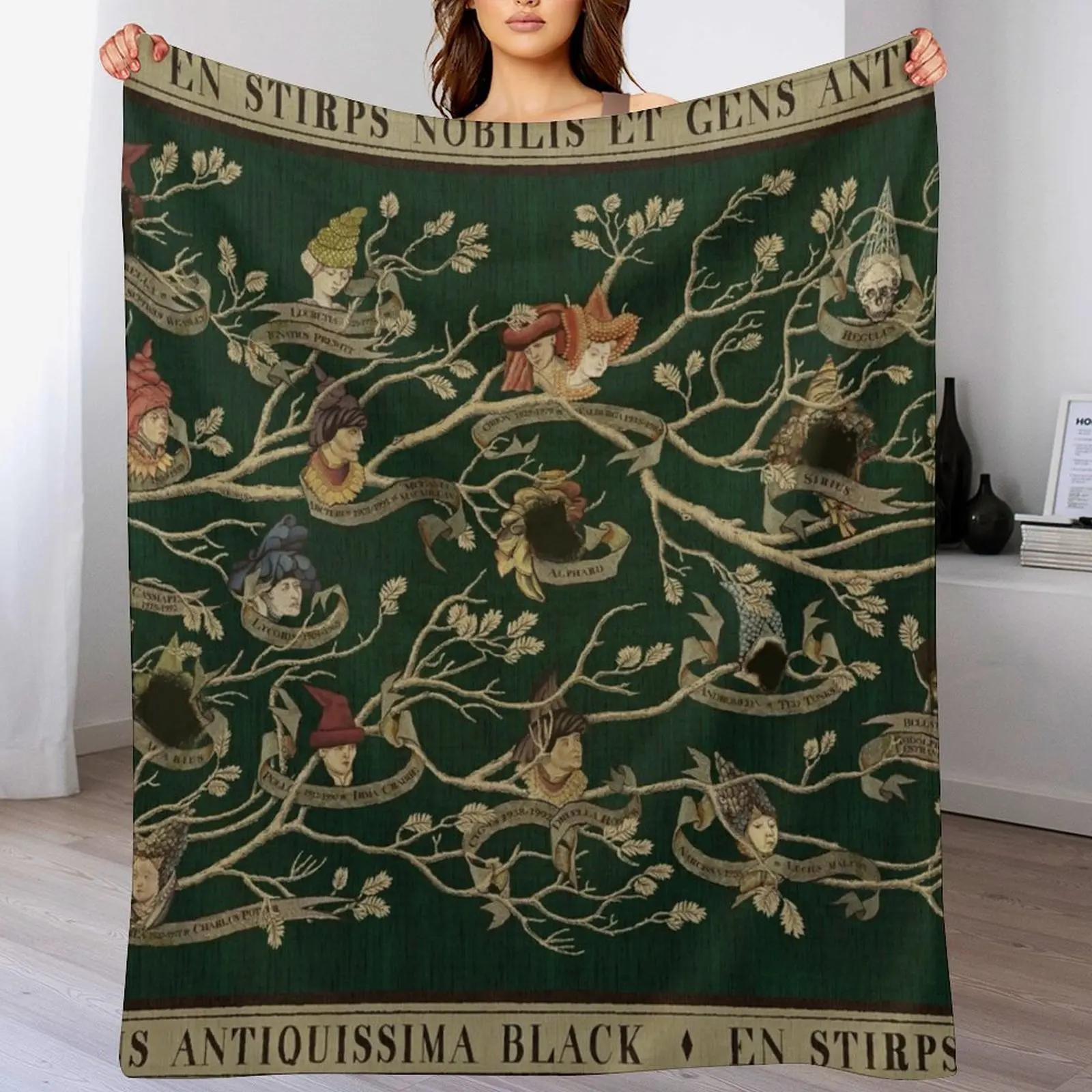 Noble House of Black Family Tree Throw Blanket Spring Fall Cozy Throw Blanket for Couch Size: 75*100cm, Weight: 230 GSM