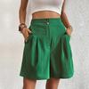 2025 Summer Elegant European & American High-Waisted Wide-Leg Women's Shorts