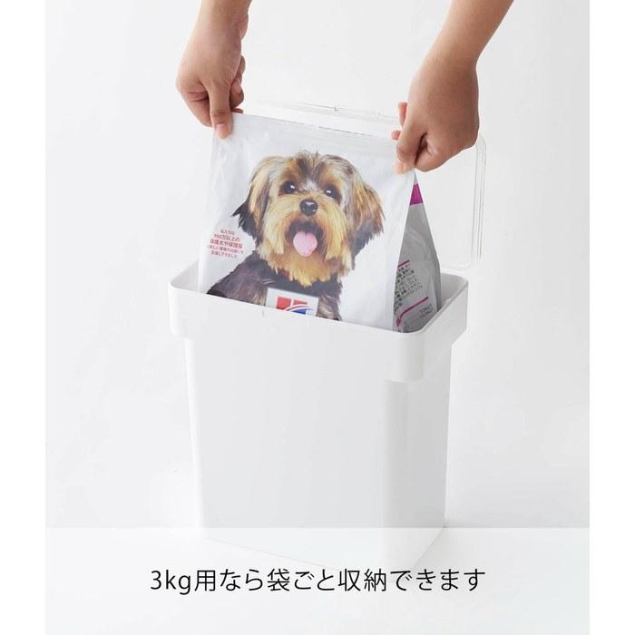 [Yamazaki] Airtight Pet Food Storage Container 3kg with Measuring Cup, White nooks 5613, Approx. W28 x D16.5 x H28.5cm (H43cm when lid is