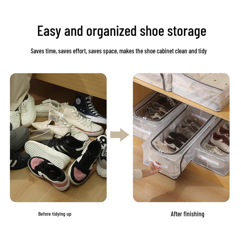 Faltbare transparente Schuhaufbewahrungsbox mit Deckel - Staubdichter Behälter für Schuhe und Stiefel