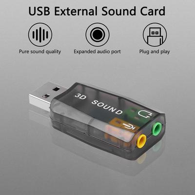 USB Sound Card External Mini Sound Card USB To 3.5mm Mic Headphone Jack Stereo 3D Headset Audio Adapter for Laptop PC