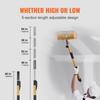 Drywall Flat Box Handle, 40''-64'', Anodized Aluminum Flat Finishing Extension Handle, 5-Section Length Adjustable, Non-slip Grip and 360° Painting
