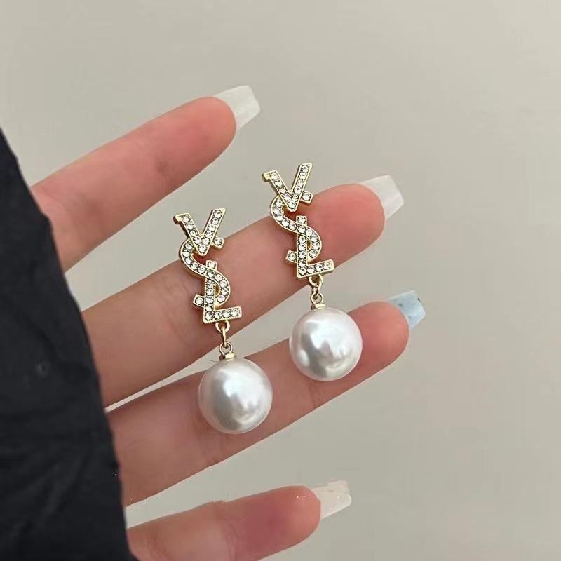 1 Paire Boucles d'Oreilles Perles Style Linéaire Chic Aiguille Argentée Élégant Tempérament Nœud Perle Bijoux Clous Pendantes Boucles d'Oreilles Perles