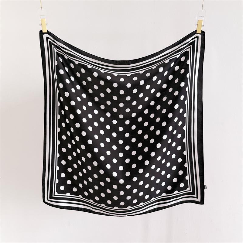 French polka dot simulation silk high-end large square scarf silk scarf printed shawl decorative scarf sunscreen scarf headscarf scarf
