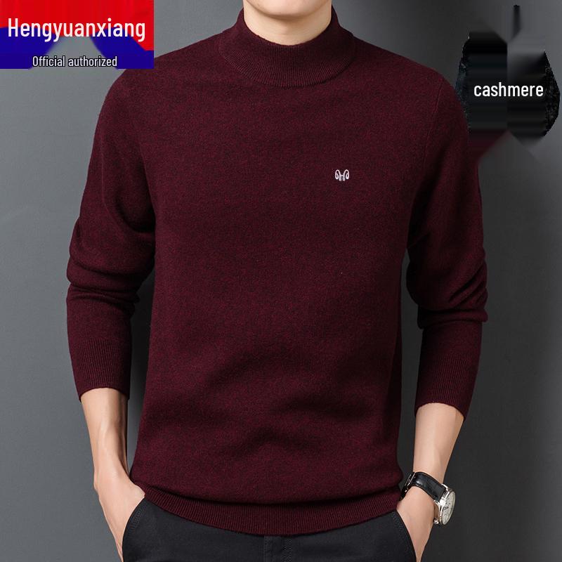 

Мужской толстый кашемировый свитер двойной вязки, полувысокий воротник, свободный воротник средней высоты, шерстяной свитер с защитой от пиллинга. 170/L for 121-140 lbs