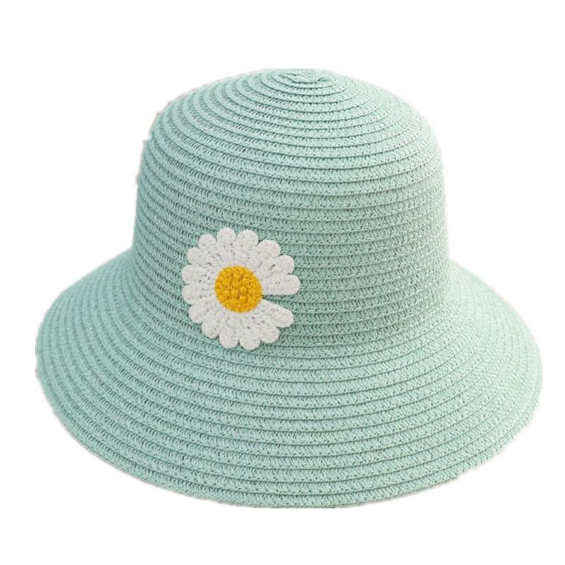 New parent-child sun hat summer straw hat large brim children's sun bucket hat basin hat bag set