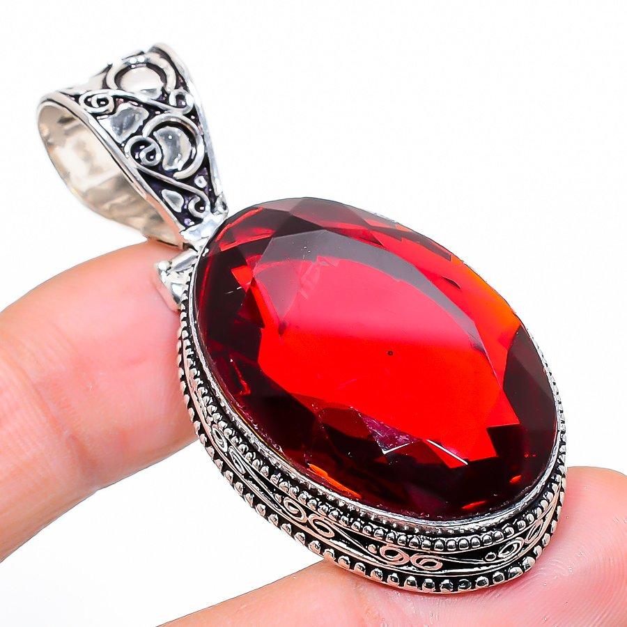 

Винтажный мозамбикский гранат, драгоценный камень, этническая ювелирная подвеска ручной работы 2,17 дюйма VR-3498