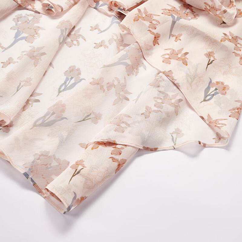 Xiangying Women's Floral Ruffle High-Waist Skirt