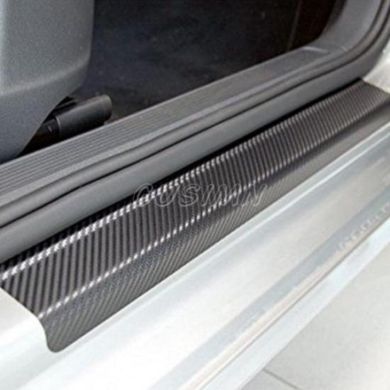 Carbon Fiber Car Door Plate Sill Scuff Cover Anti Scratch Sticker Protector 4pcs