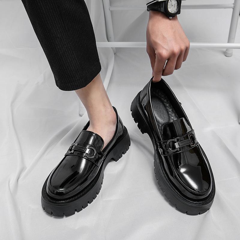 British Style Leather Loafers: Trendy Men s Height-Boosting Shoes for Casual or Formal Occasions 39