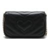 Gucci GG Marmont Logo Auriu Uzat Geantă de Umăr cu Lanț Piele Matlasată Portofel Mini Genți de Mână Femei Negru 575161-DTDCT-1000