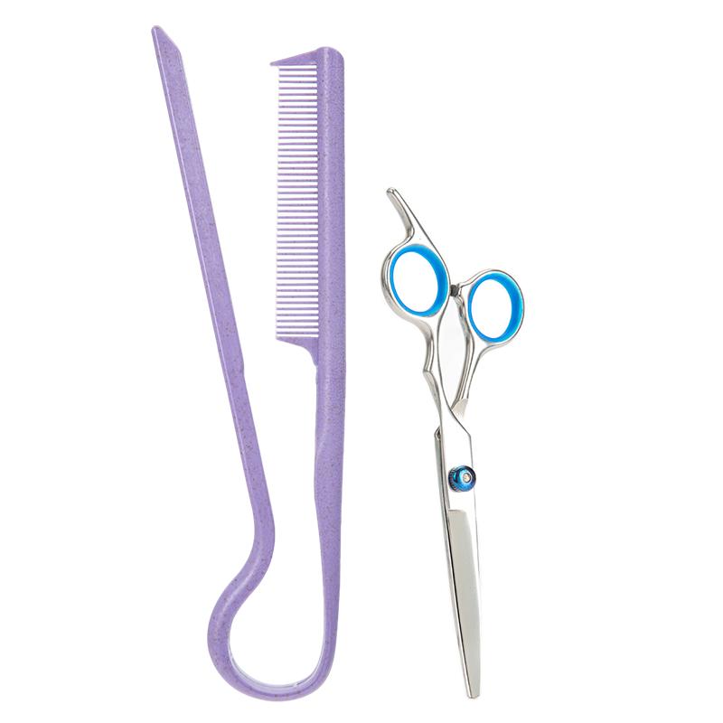 2pcs/set V-shape Flat Comb with Scissors Salon Hair Straightner Brush Professional Haircutting Scissors Home Salon Accessories