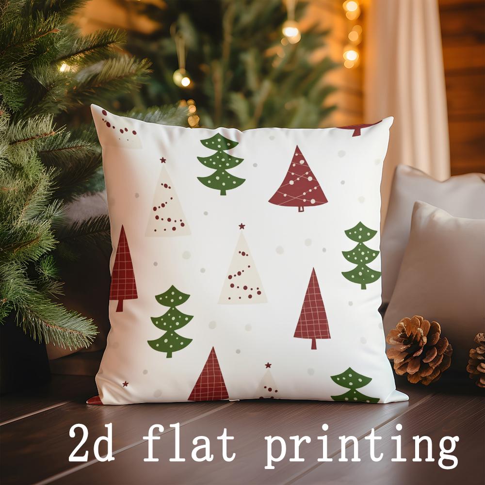 Home Decor Christmas Tree & Noel Pattern Throw Pillows Pattern Cushion Cover Suitable for Sofa Bedroom Car Pillow Cover