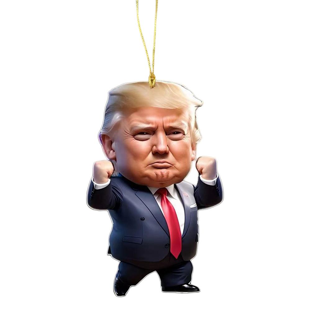 

Patriotic Donald Trump 2024 Christmas Ornament Acrylic Cartoon Trump Pendant (E)