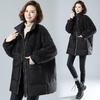 Women's Mid-Length Winter Lamb Wool & Cotton-Blend Jacket - Loose, Plus Size for Middle-Aged Women