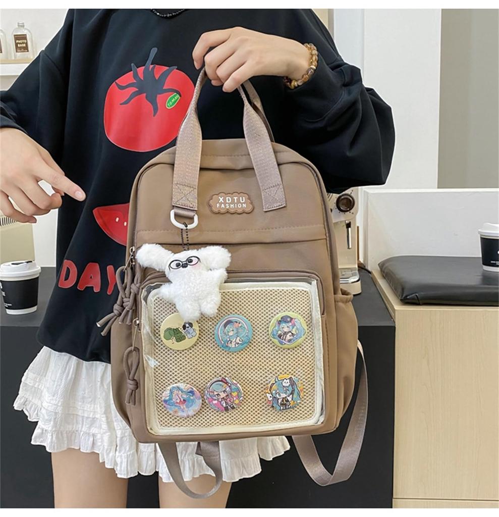 KSLAT Clear Large A4 Cute JK Korean Perfect for Elementary High Unisex Women's Ita-Bag Backpack, Capacity, Size, Style, Style, Commuting, School,