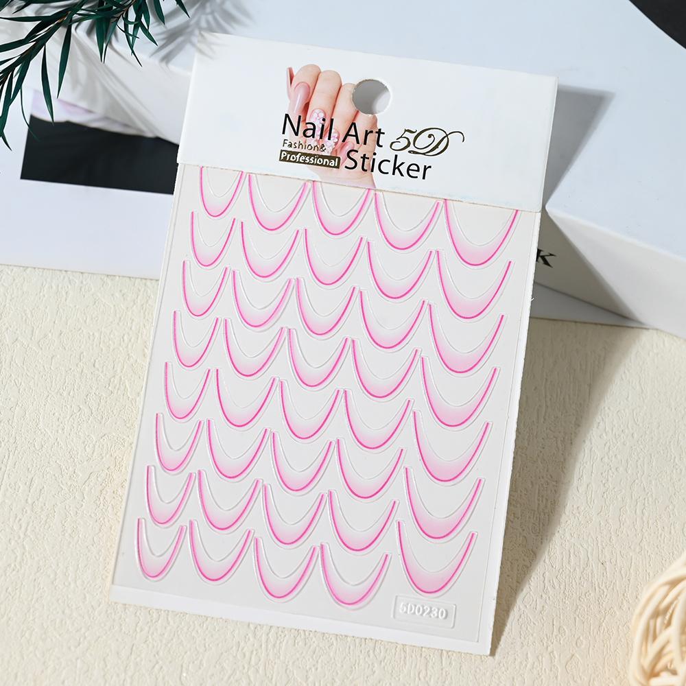 1pcs Gold Glitter French Design Nail Stickers White Silver Curve Lines Stripe Wave Nail Decals Slider Reflective Manicure Wraps