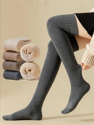 Women New Winter Warm Long Socks Thick Thermal Knee High Overknee Breathable Harajuku Jk Long Overknee Calf Socks