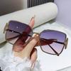 Dins Metal Large Frame Sun Glasses With Purple Lenses For Fashion Streetwear
