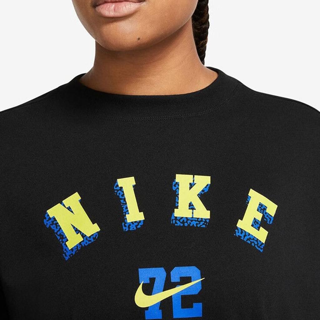 Nike Round Neck Logo Short Sleeve Straight T-Shirt Women Tops Black DX7923-010