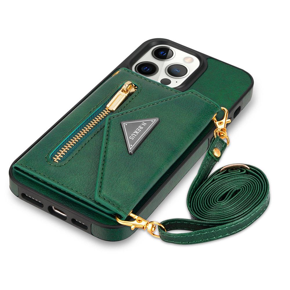 Zipper Crossbody Kickstand Case For iPhone 16 15 14 Plus 13 12 11 Pro Max XR XS 7 8 Long Lanyard Wallet Cards Slot Cover