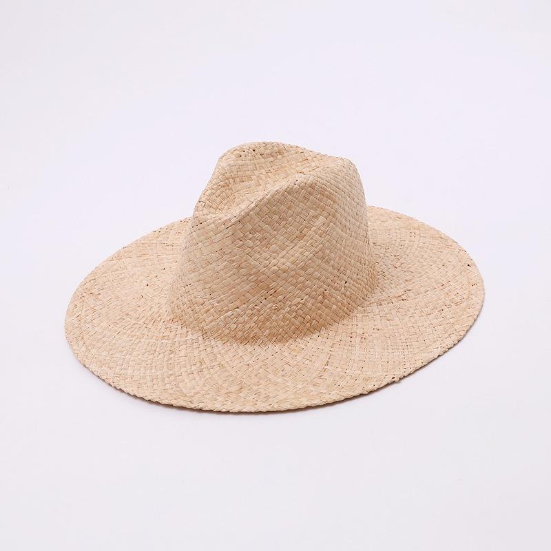 New Natural Raffia Jazz Sun Hats Men and Women's Summer Manual Woven Straw HatFashion Sun Protection Sunshade Beach Hat Panama